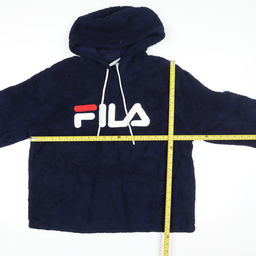FILA Women's Navy Blue L Full Zip Hoodie Fleece Logo Sweatshirt