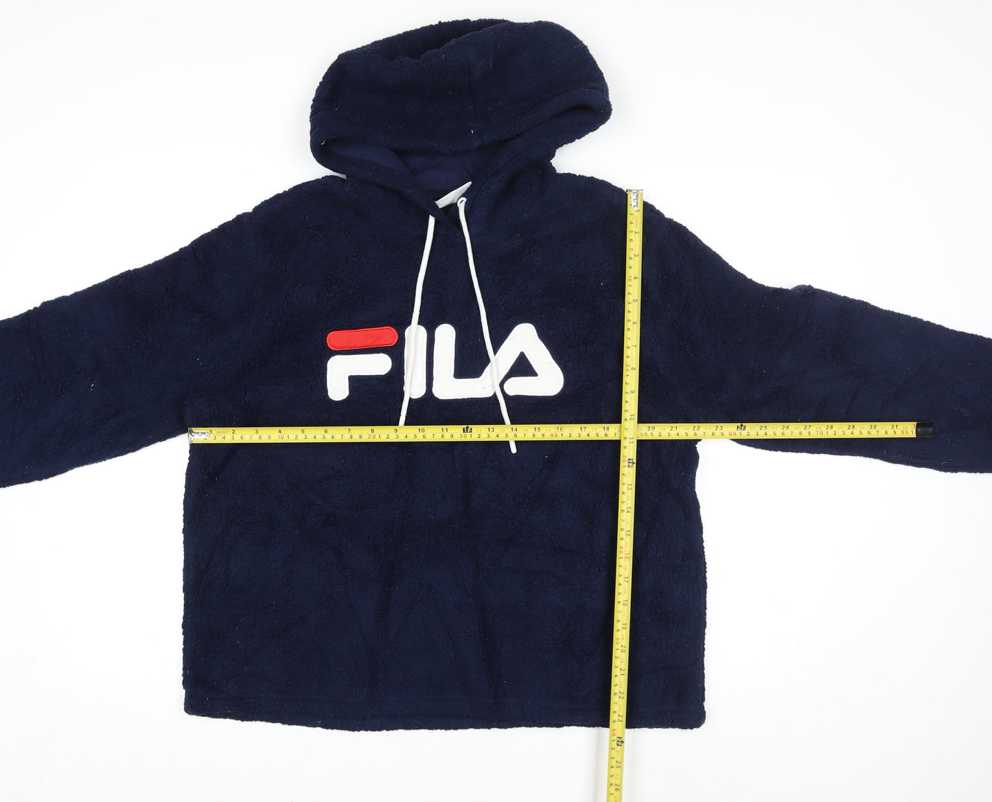 FILA Women's Navy Blue L Full Zip Hoodie Fleece Logo Sweatshirt