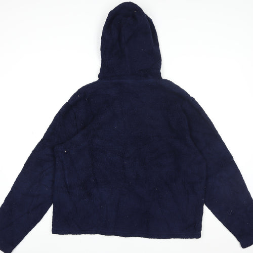 FILA Women's Navy Blue L Full Zip Hoodie Fleece Logo Sweatshirt