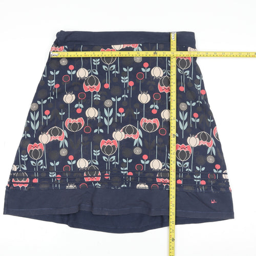 Mantaray Women’s Blue Floral A-Line Cotton Skirt Size 14