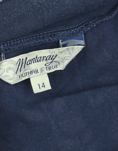 Mantaray Women’s Blue Floral A-Line Cotton Skirt Size 14