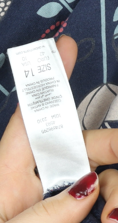 Mantaray Women’s Blue Floral A-Line Cotton Skirt Size 14