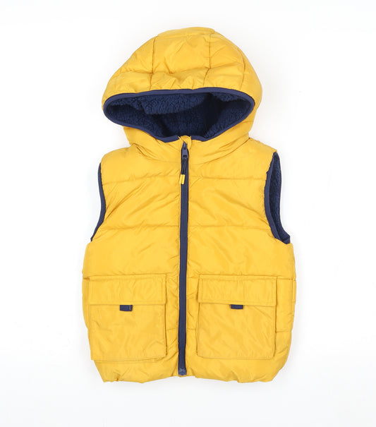 Marks and Spencer Boys Yellow Hooded Puffer Bodywarmer 4-5 Years