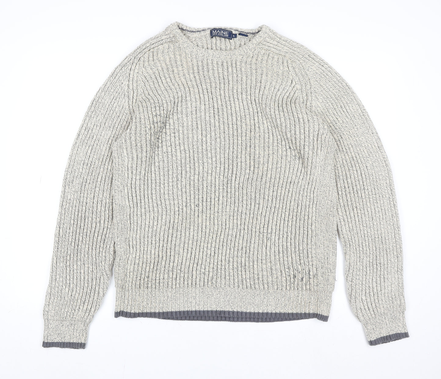 Maine New England Mens Beige XL Chunky Knit Cotton Jumper