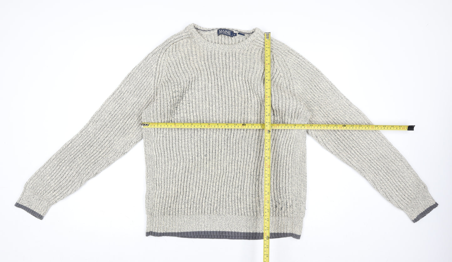 Maine New England Mens Beige XL Chunky Knit Cotton Jumper