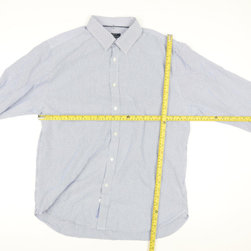 Ben Sherman Men's Blue Striped Cotton Long Sleeve Dress Shirt Size L