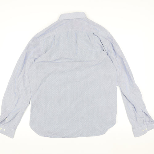 Ben Sherman Men's Blue Striped Cotton Long Sleeve Dress Shirt Size L