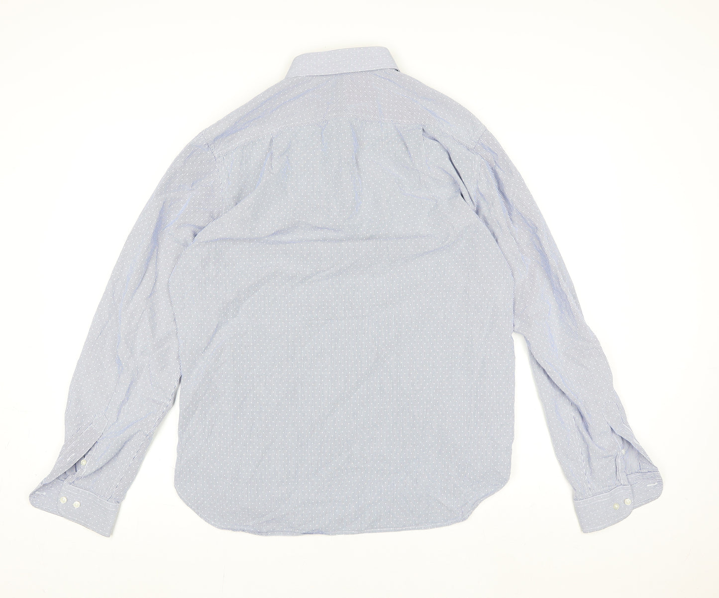 Ben Sherman Men's Blue Striped Cotton Long Sleeve Dress Shirt Size L