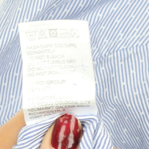 Ben Sherman Men's Blue Striped Cotton Long Sleeve Dress Shirt Size L