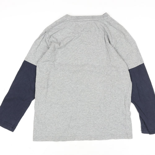 Kangaroo Poo Boys Grey & Navy Long Sleeve Graphic T-Shirt Age 9-10 Cotton