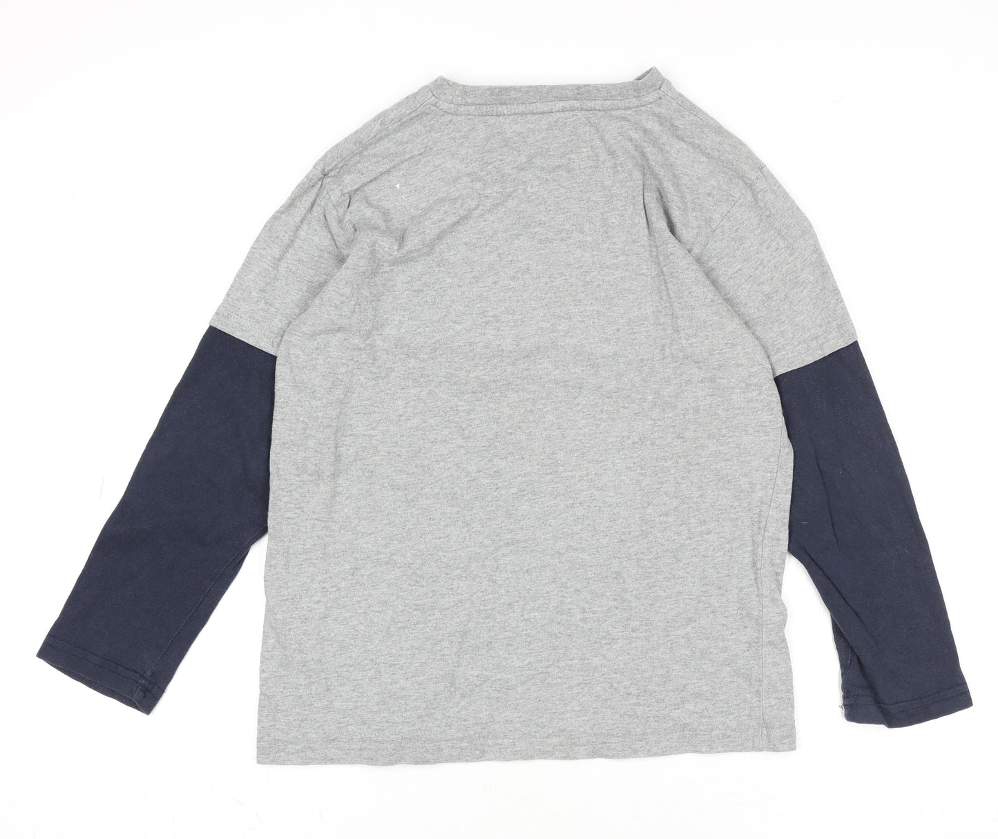 Kangaroo Poo Boys Grey & Navy Long Sleeve Graphic T-Shirt Age 9-10 Cotton