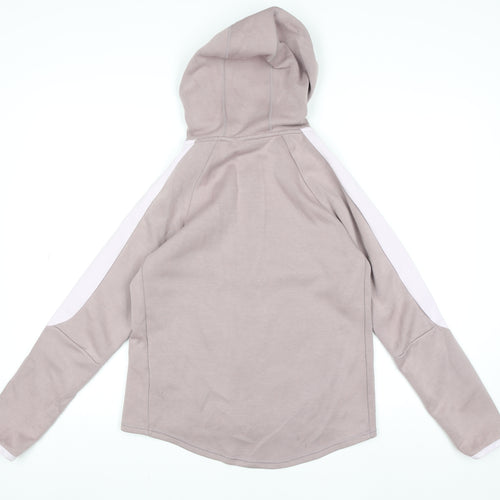 Puma Women Beige Hooded Full Zip Track Jacket Size 10