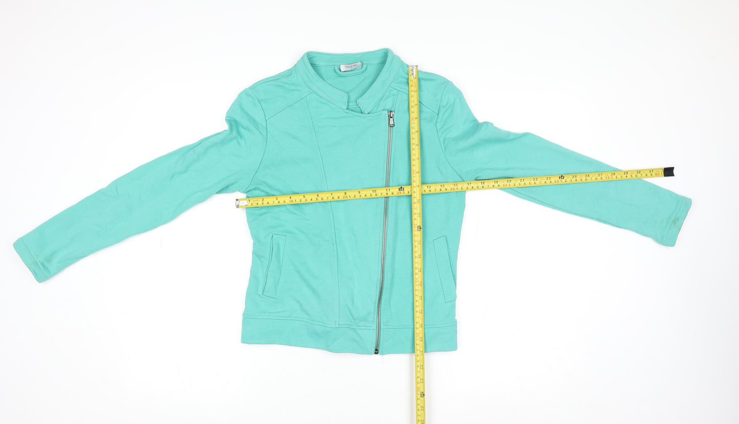 Bella di Notte Women Green Cotton Zip Basic Jacket Size 12