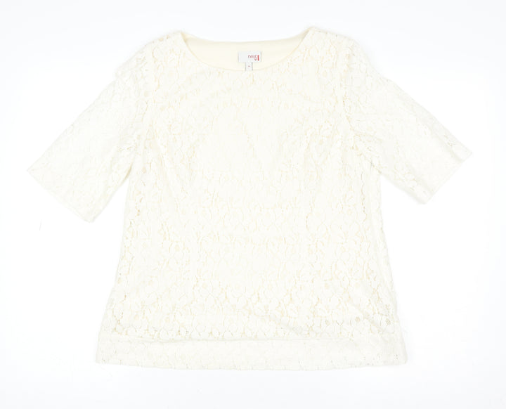 Next Women’s Ivory Lace Short Sleeve Blouse Size 14