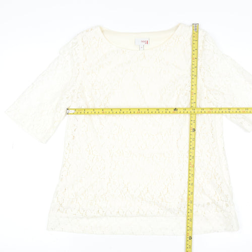 Next Women’s Ivory Lace Short Sleeve Blouse Size 14