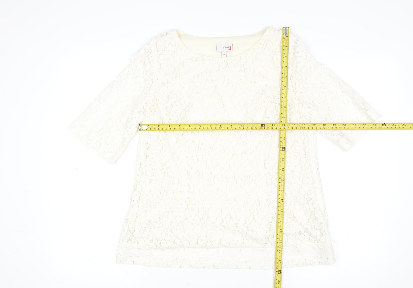 Next Women’s Ivory Lace Short Sleeve Blouse Size 14