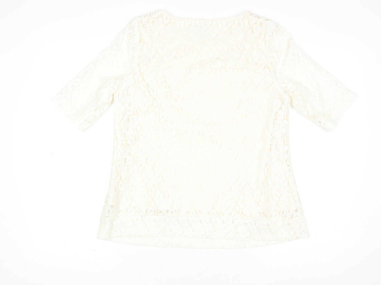 Next Women’s Ivory Lace Short Sleeve Blouse Size 14