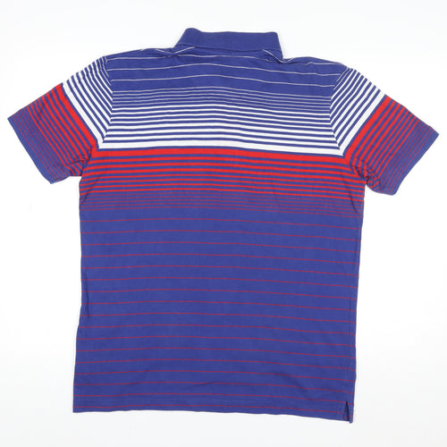 FILA Men's Blue Striped Collared Short Sleeve Polo T-Shirt Size M