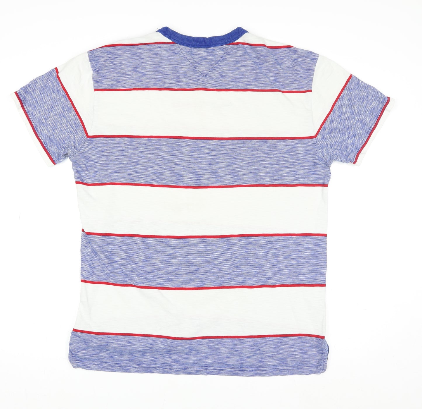 Tommy Jeans Men Blue Striped Cotton Crew Neck T-Shirt Size L