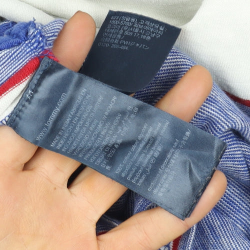 Tommy Jeans Men Blue Striped Cotton Crew Neck T-Shirt Size L