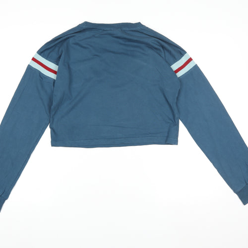 Fila Women’s Blue Crop Pullover Sweatshirt S Logo Long Sleeve