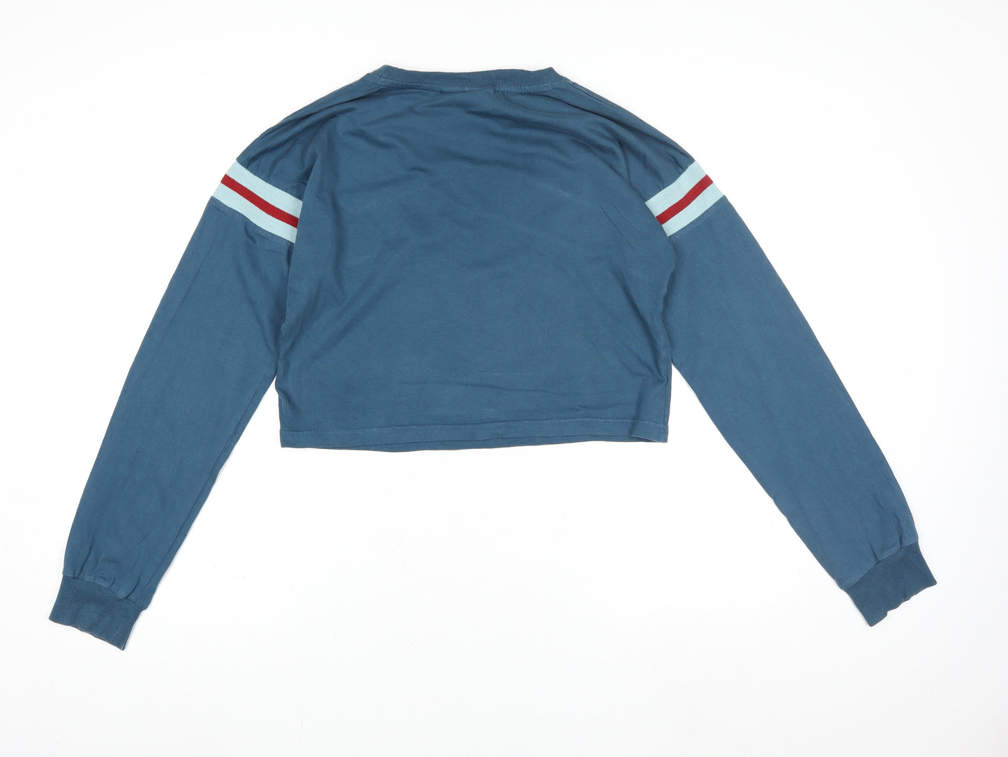 Fila Women’s Blue Crop Pullover Sweatshirt S Logo Long Sleeve