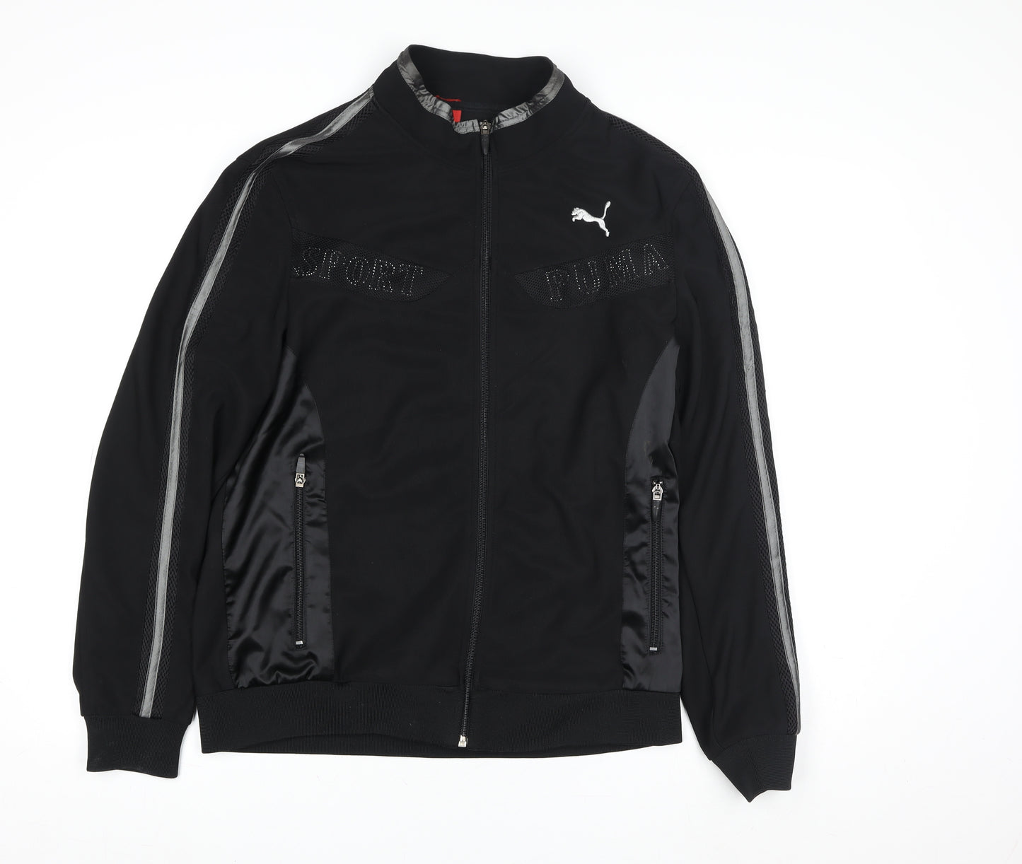 Puma Women's Black Track Jacket M Full Zip Lightweight Sportswear