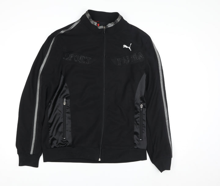 Puma Women's Black Track Jacket M Full Zip Lightweight Sportswear