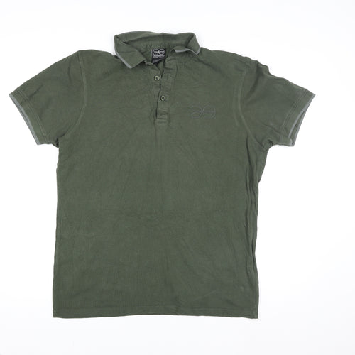 Crosshatch Men's Green Regular Fit Cotton Polo Shirt L