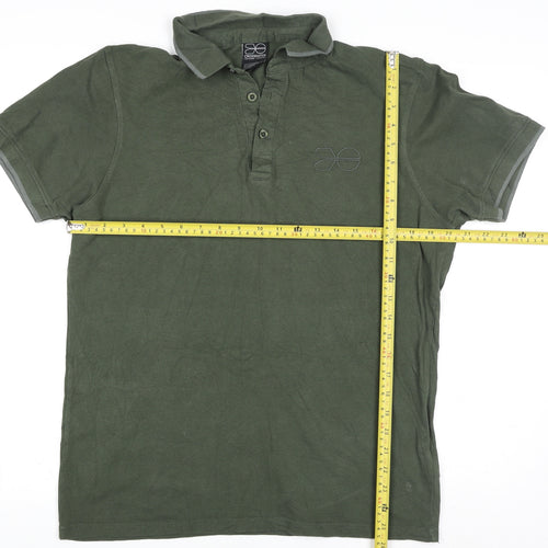 Crosshatch Men's Green Regular Fit Cotton Polo Shirt L