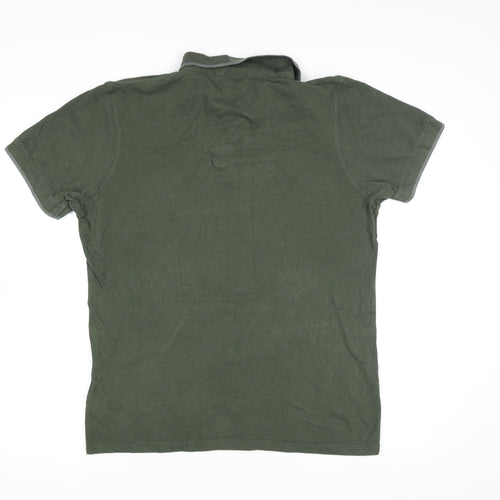 Crosshatch Men's Green Regular Fit Cotton Polo Shirt L