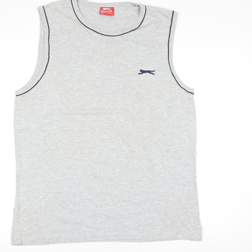 Slazenger Mens Grey Tank Top Sleeveless Gym Vest Size L