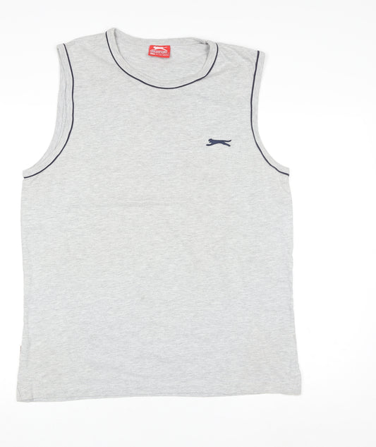 Slazenger Mens Grey Tank Top Sleeveless Gym Vest Size L