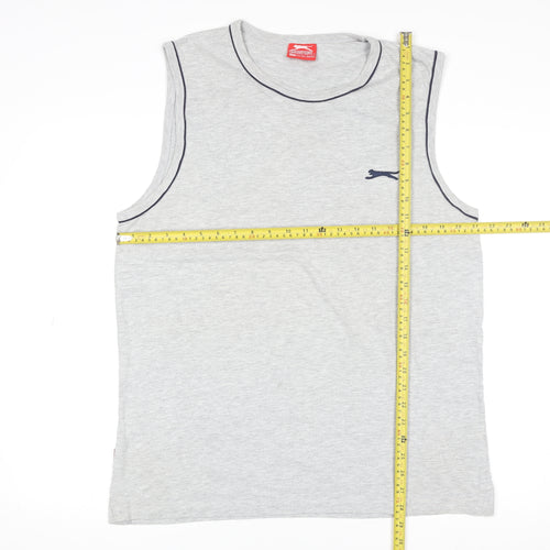 Slazenger Mens Grey Tank Top Sleeveless Gym Vest Size L