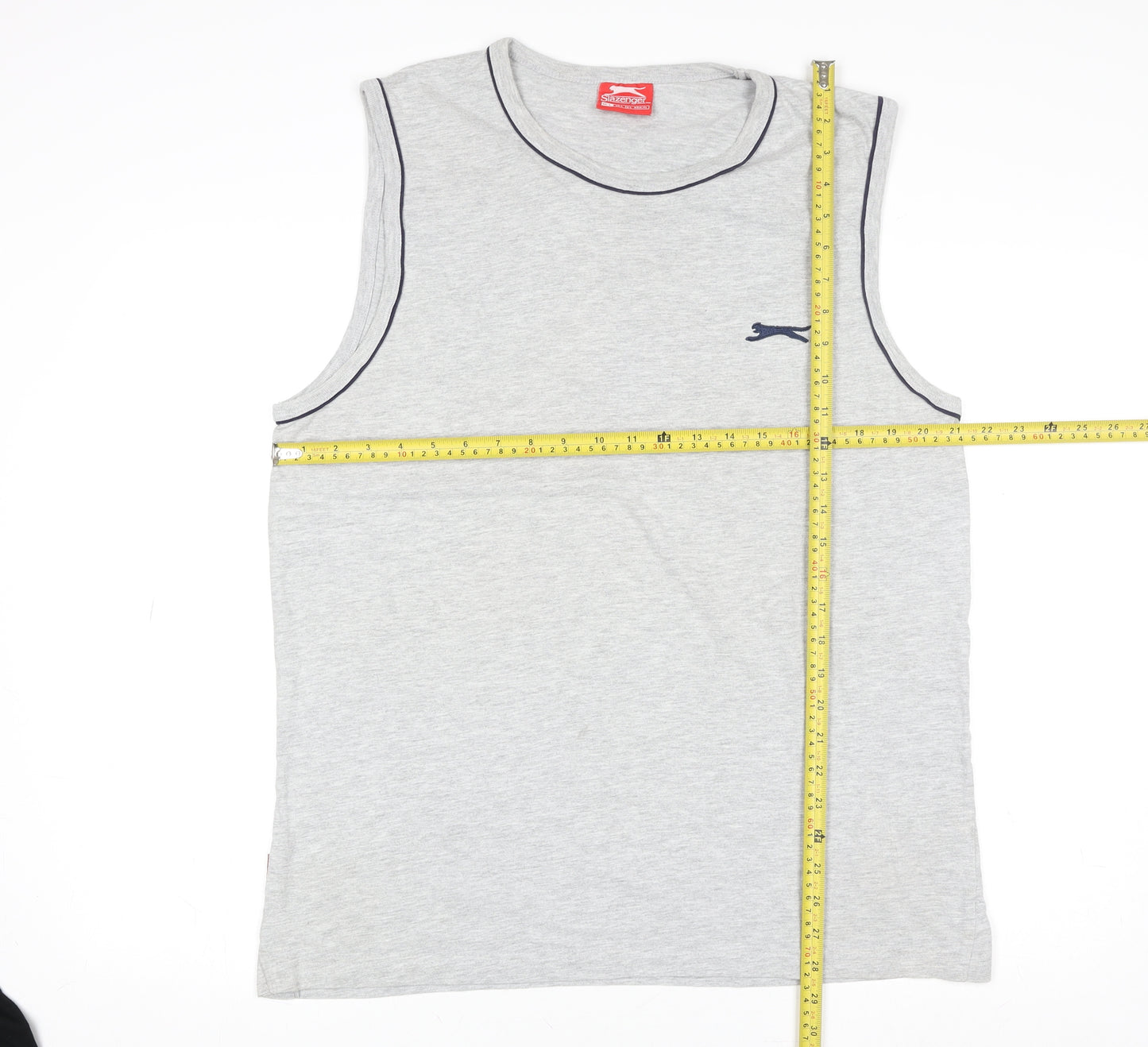 Slazenger Mens Grey Tank Top Sleeveless Gym Vest Size L