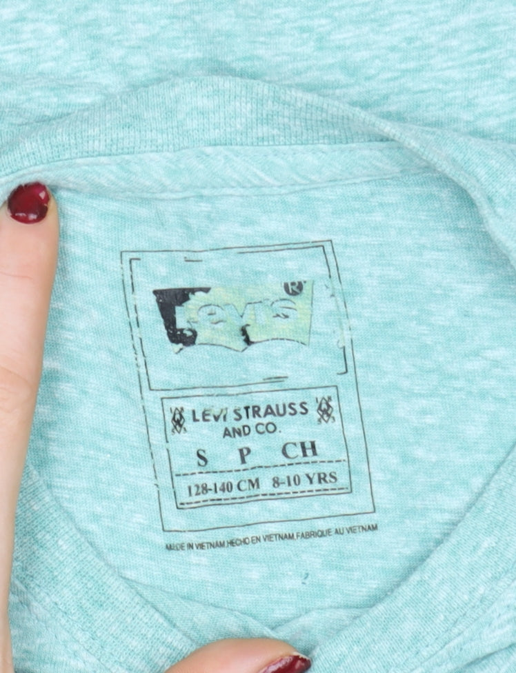 Levi's Boys Green Graphic Motorcycle Cotton Blend T-Shirt 8-10 Years