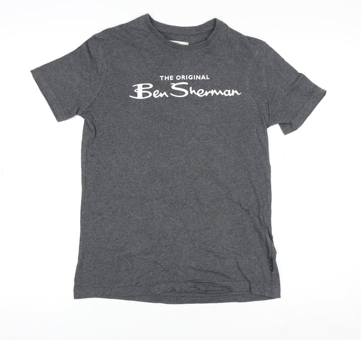 Ben Sherman Boys Grey Marl 10-11 Years Logo Cotton T-Shirt