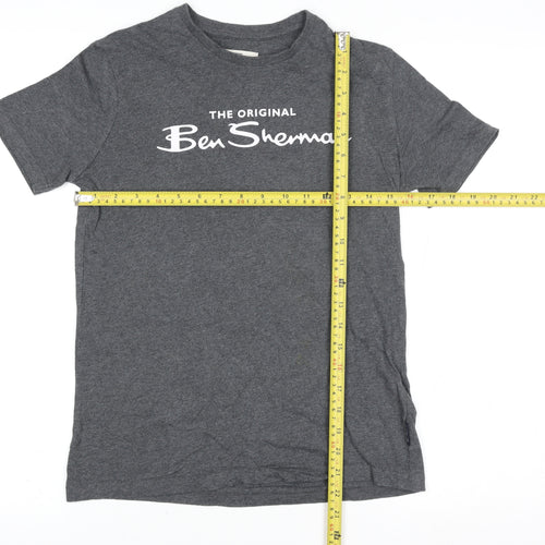 Ben Sherman Boys Grey Marl 10-11 Years Logo Cotton T-Shirt