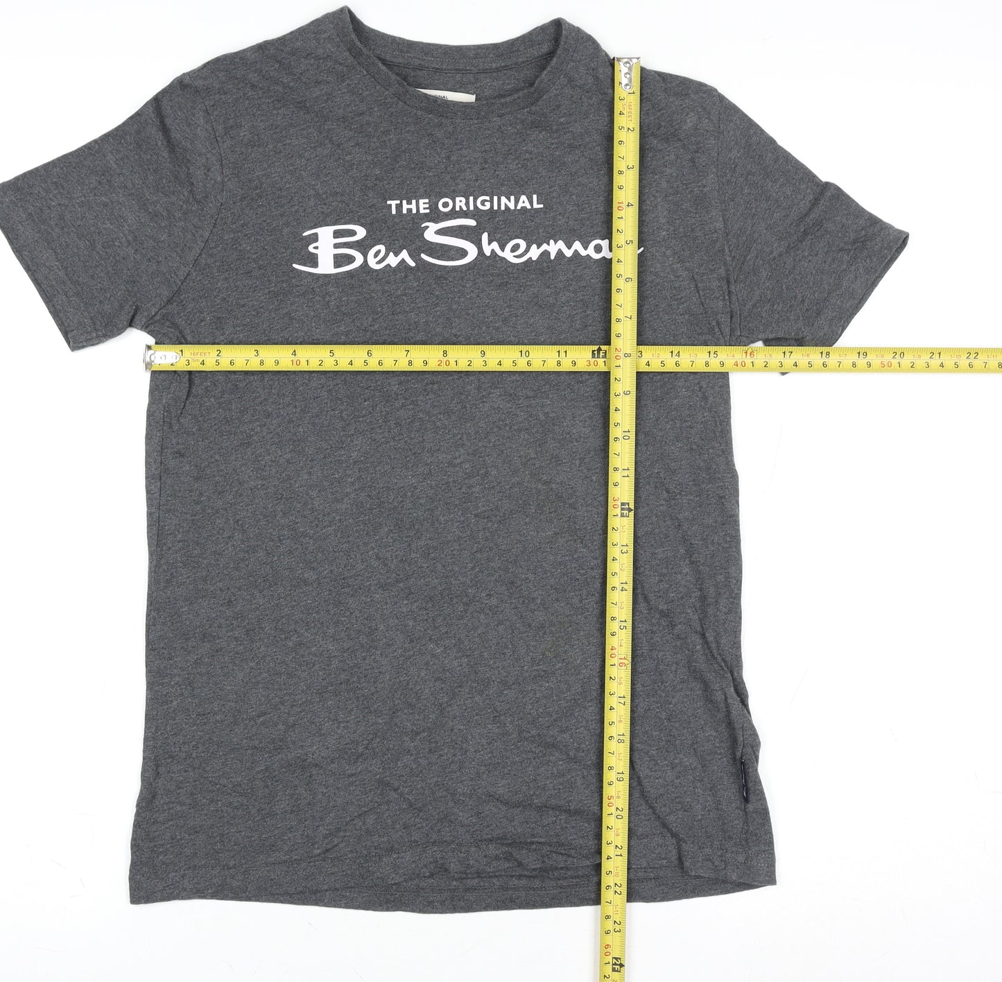 Ben Sherman Boys Grey Marl 10-11 Years Logo Cotton T-Shirt