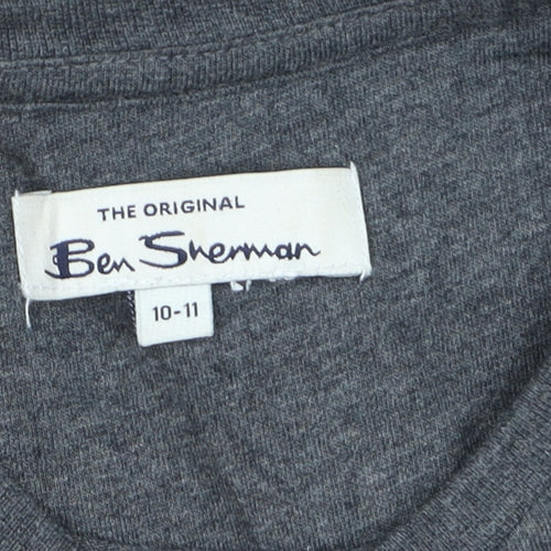 Ben Sherman Boys Grey Marl 10-11 Years Logo Cotton T-Shirt