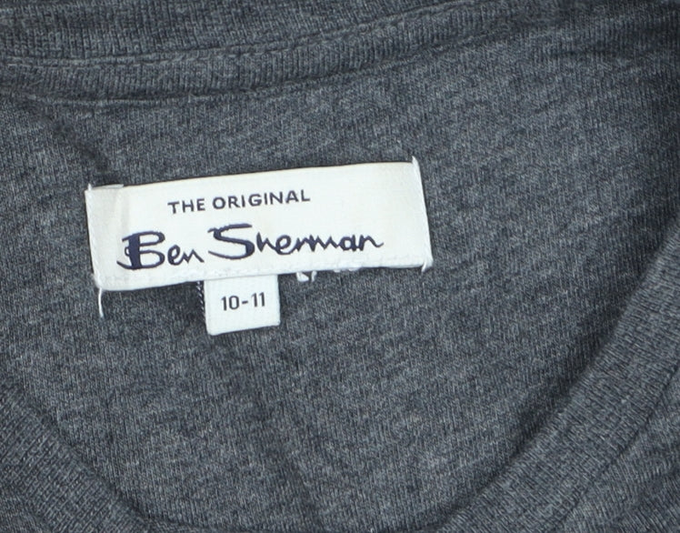 Ben Sherman Boys Grey Marl 10-11 Years Logo Cotton T-Shirt