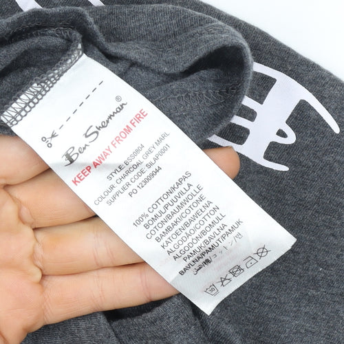 Ben Sherman Boys Grey Marl 10-11 Years Logo Cotton T-Shirt