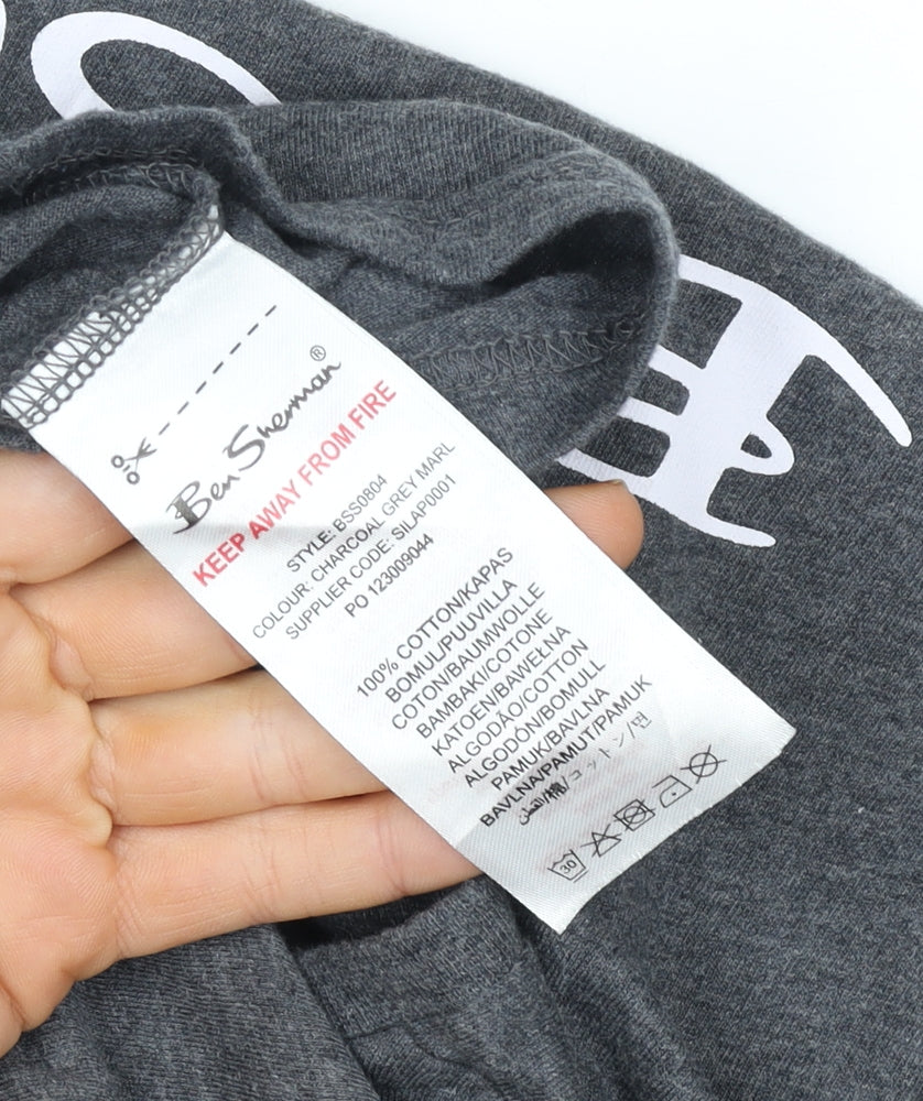 Ben Sherman Boys Grey Marl 10-11 Years Logo Cotton T-Shirt