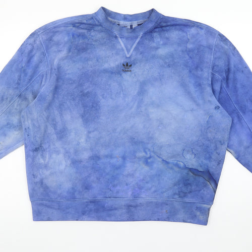 Adidas Women’s Blue Tie-Dye Crew Neck Pullover Sweatshirt Size 8