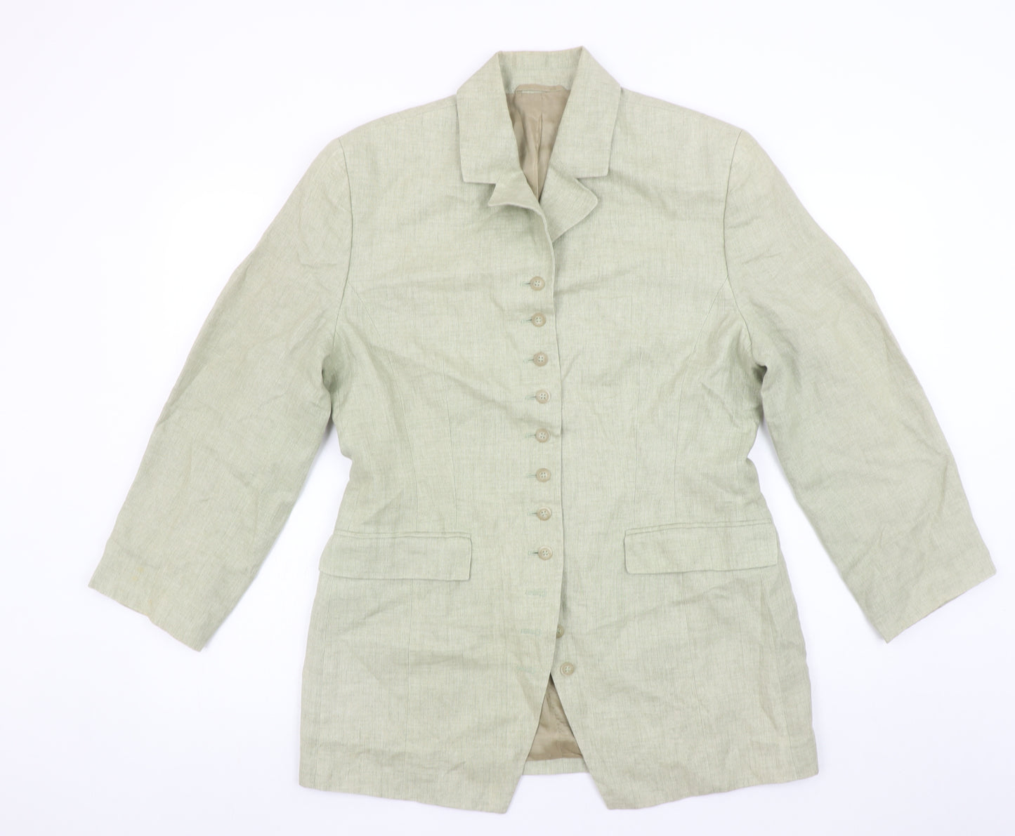 Esprit Women's Beige Linen Single-Breasted Blazer Size M