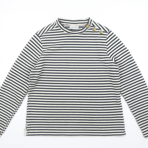 Craghoppers Women Navy Stripe Long Sleeve Button Sweatshirt UK14
