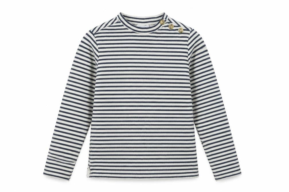 Front view of Craghoppers Women Navy Stripe Long Sleeve Button Sweatshirt UK14