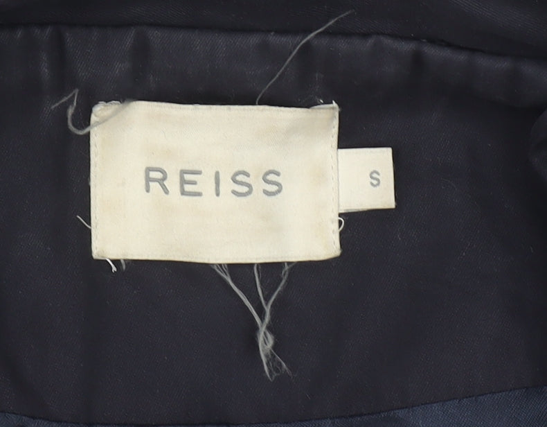 Reiss Women's Black Small Trench Coat Cotton Blend Double Breasted