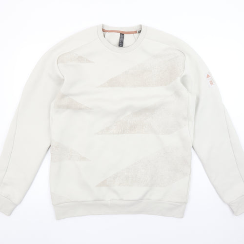 adidas Men Beige Graphic Pullover Sweatshirt M Regular Fit