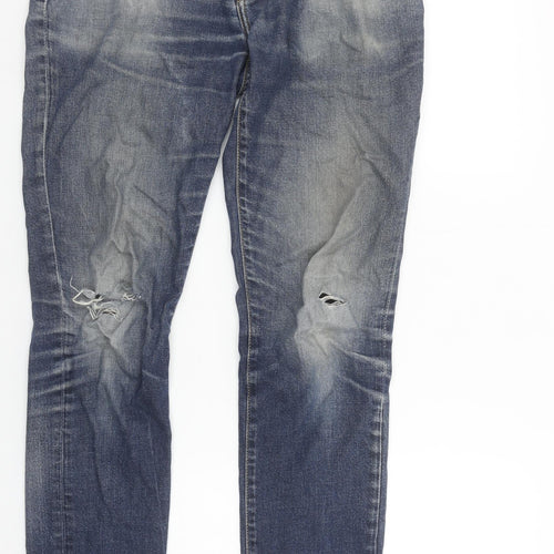 Carhartt Men’s Blue Straight Fit 32x34 Distressed Denim Jeans